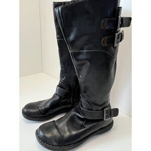 b.o.c.  black faux patent leather riding boots. Size 10 (women)